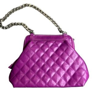 Britney Spears Magenta Faux Leather Quilted Clutch